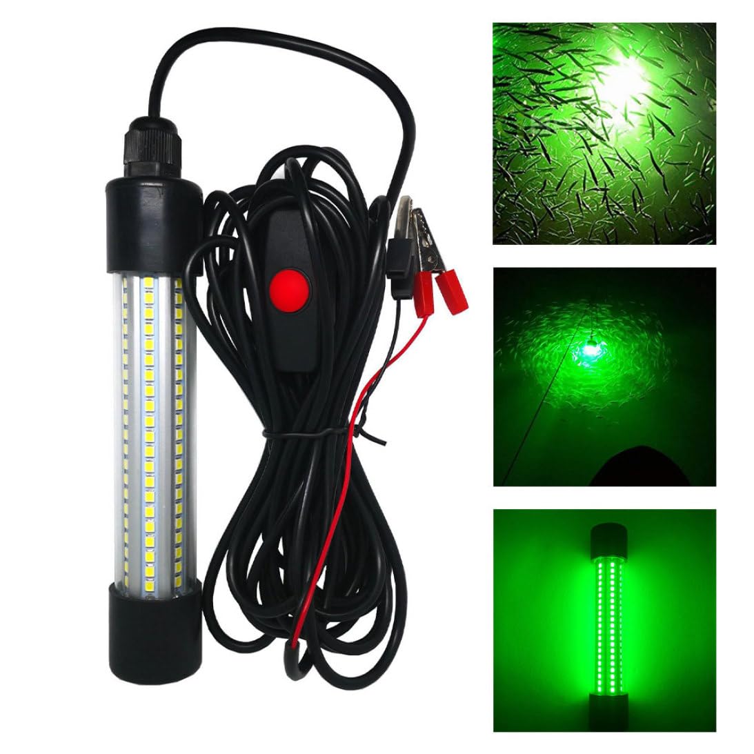 Lámpara de Pesca LED Sumergible IP68 DC/AC12-24V Verde Impermeable