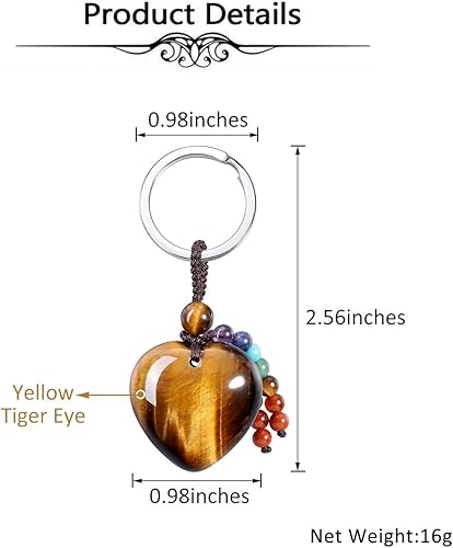 Miniatura 5 de MANIFO Llavero de cristal natural con piedras preciosas de 7 chakras, piedra curativa para mujer, Ojo de Tigre