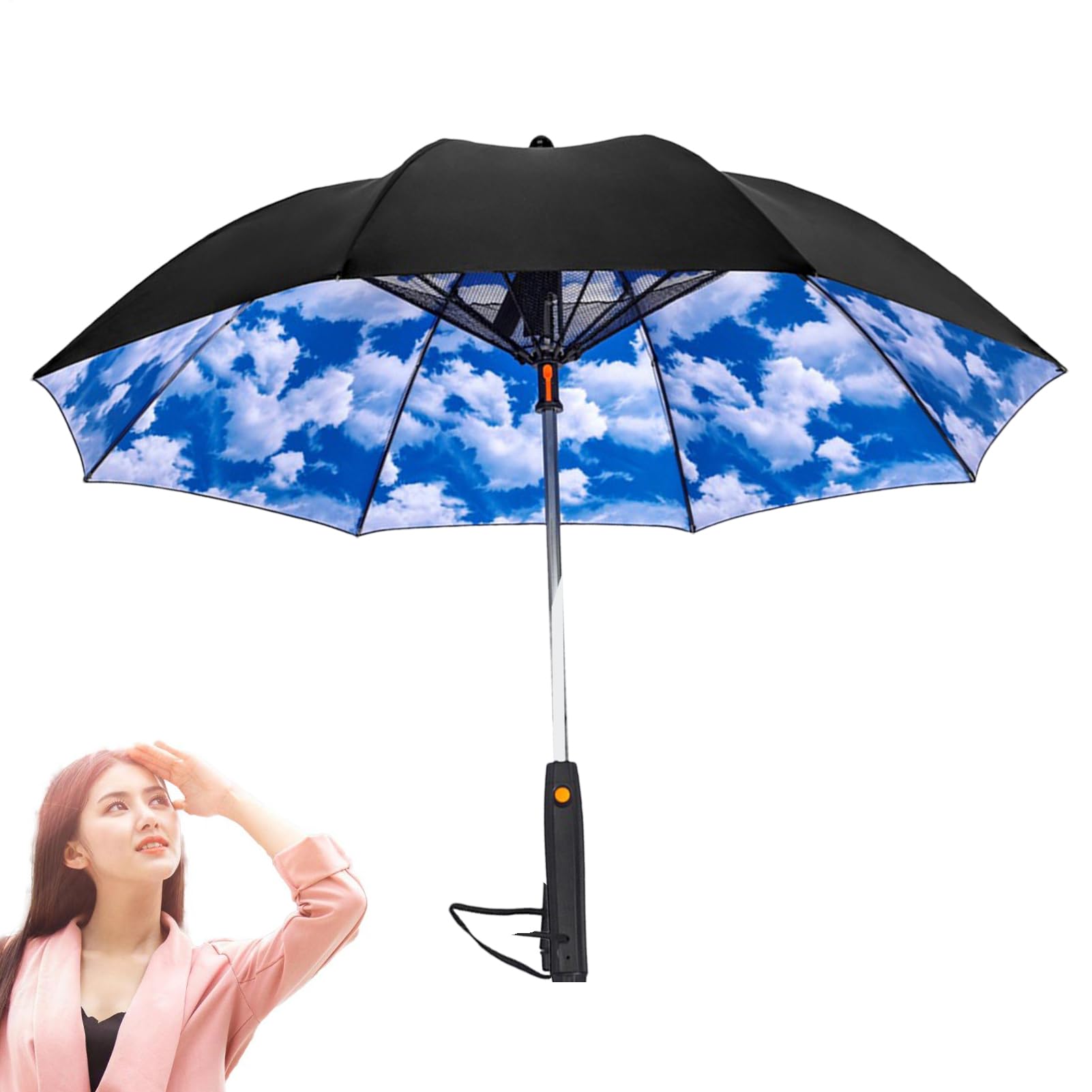 Parapluie anti-UV avec ventilateur | Parasol rafraîchissant avec