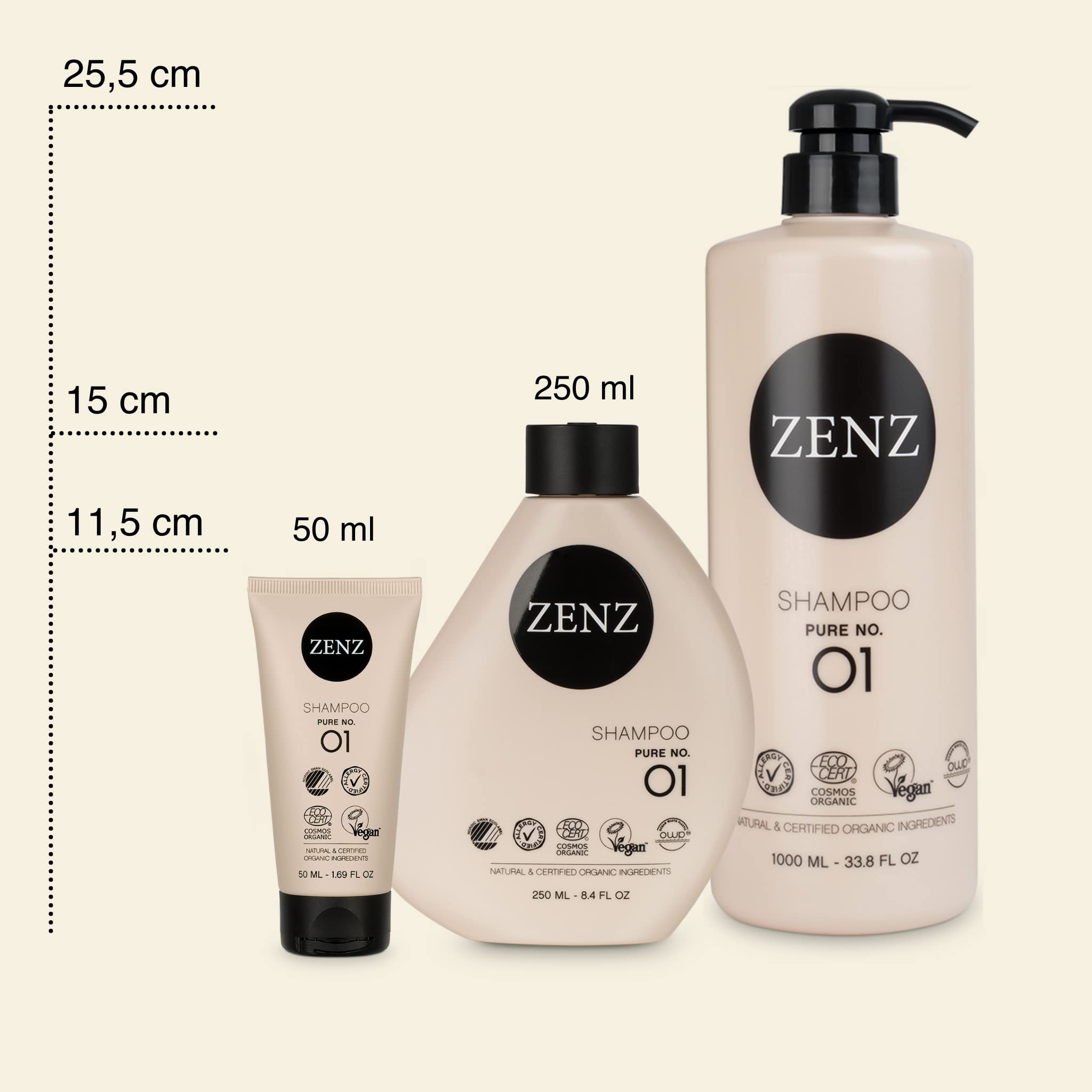 ZENZ | Shampoo | Puro n. 01 | 250 ml | Senza profumo | Aloe Vera, acqua di cocco biologica e olio di avocado | Crea volume e aggiunge umidità | Tutti i tipi di capelli