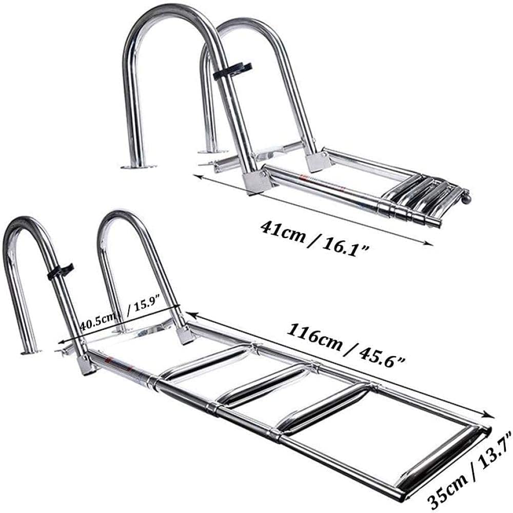 Buy Stainless Steel 4 Step Folding Ladder for Fishing Boat, Heavy Duty