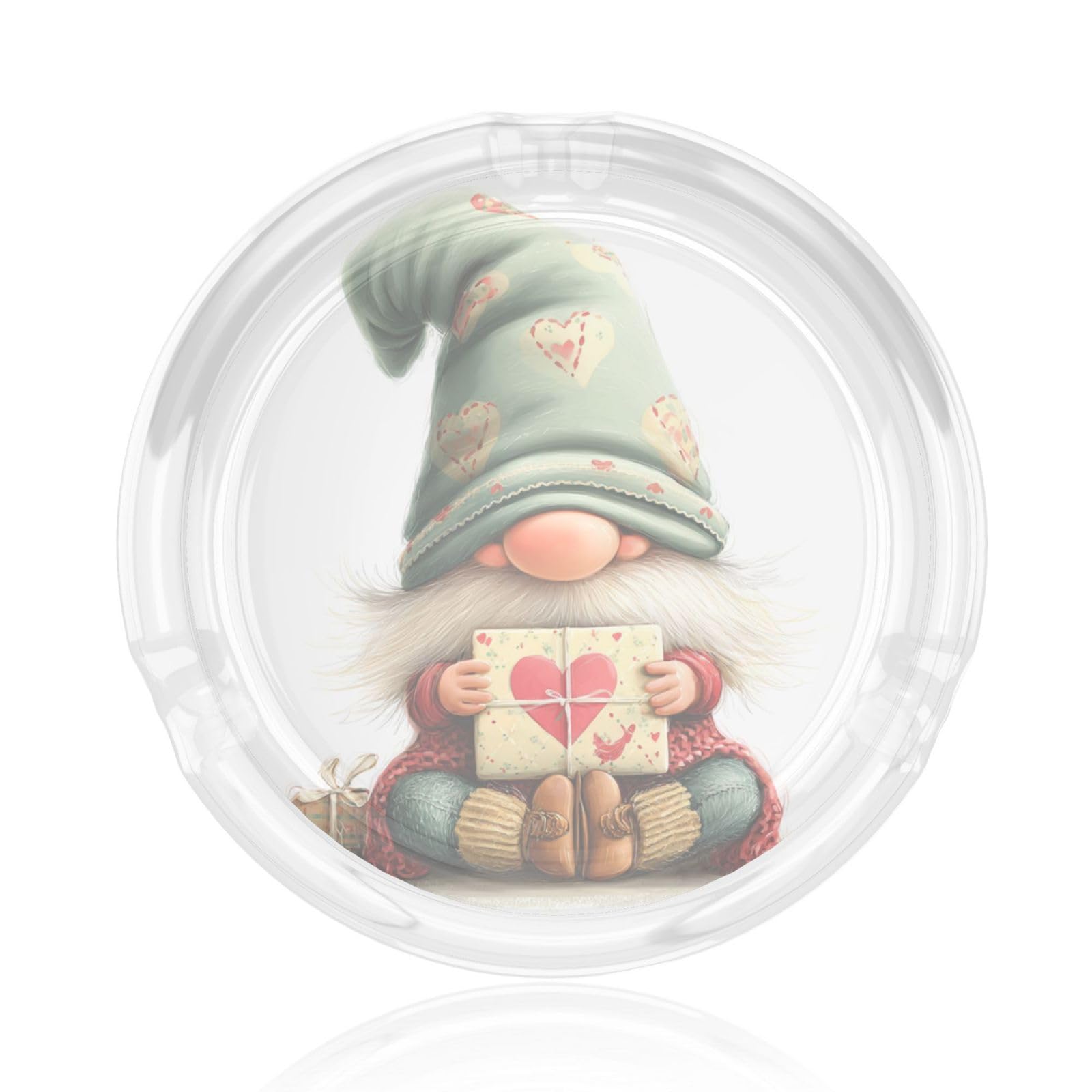Valentine Gnome With Tall Hat Glass Ashtray For Cigarettes Ash Trays Case For Home Office Decor