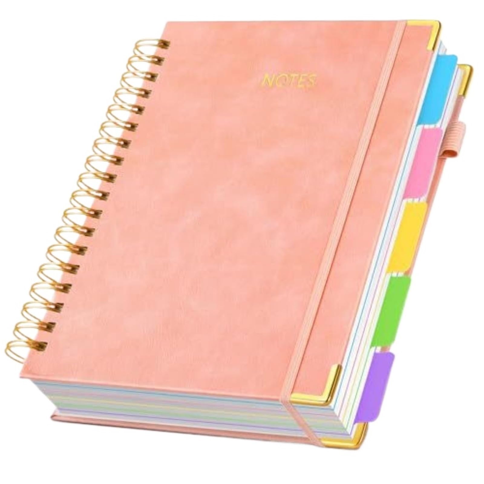 Carnet de notes B5 en cuir à spirale, couverture rigide, 300 Pages, 5 sujets, onglets séparateurs amovibles, organisateur de Journal de voyage, d'école et de travail