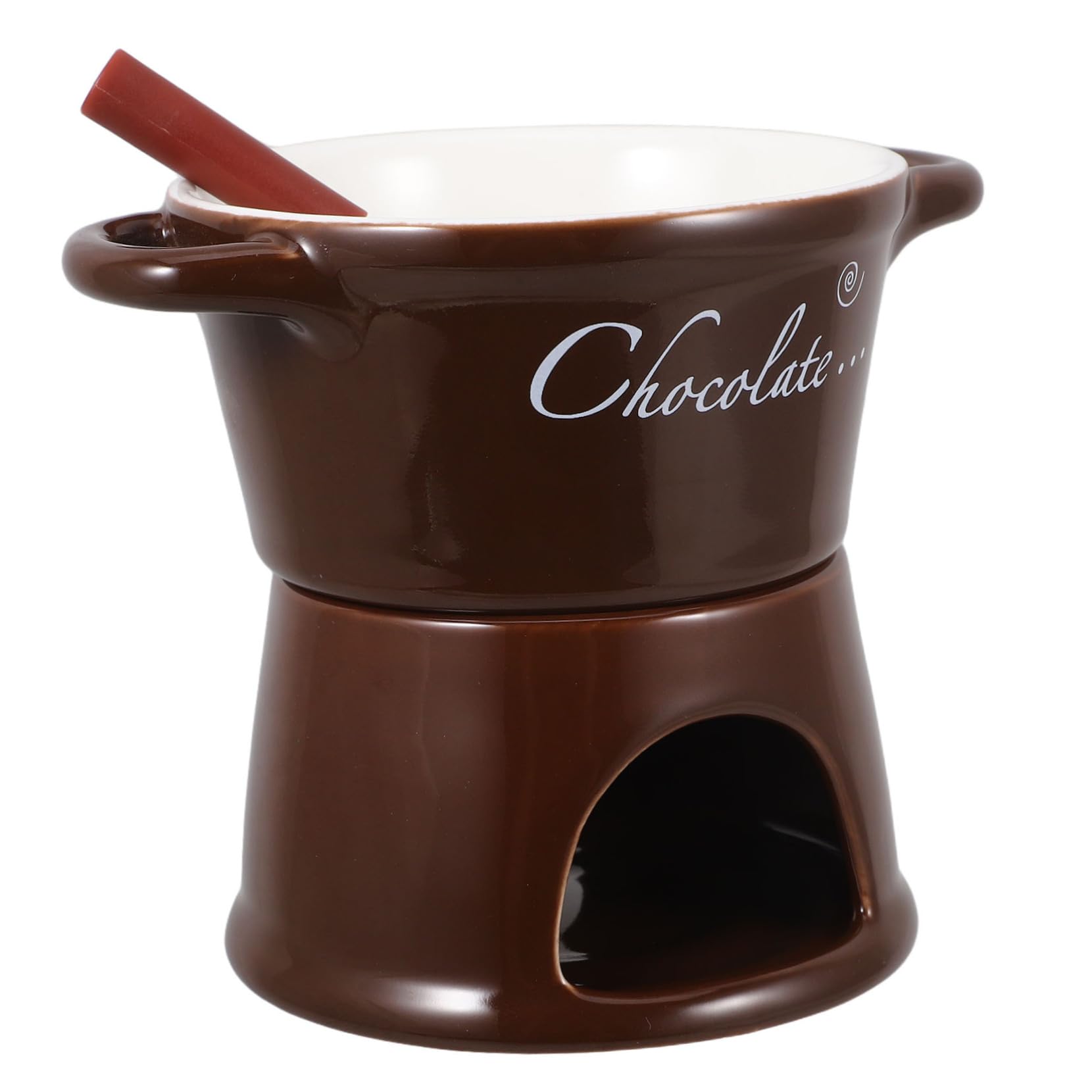 BRIGHTFUFU Electric Fondue Maker Ceramic Chocolate Melting Pot Fondue Mug Set Butter Warmer Easy to Use