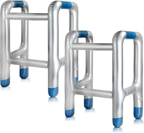 2 piezas inflables de andador inflable inflable de PVC plegable de bastón inflable inflable para disfraz de vejez, accesorios de disfraz para el día