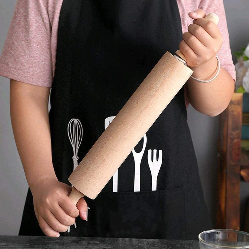 ACiyD Rodillo - Madera Clásica - Rodillo de Masa Profesional - Utilizado por Bakers & Cooks para Pasta, Masa para Galletas, Pastelería, Panadería, Pizza, Fondant, Chapati (Tamaño : Medium) (M)