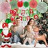 Trgowaul Merry Christmas Decorations, 30pcs Red Green Happy Christmas Party Supplies Decorations, Banner, Paper Fan Flower, Santa Claus Xmas Elk Foil Balloon, Fringe Curtain, Xmas Decoration Set #3