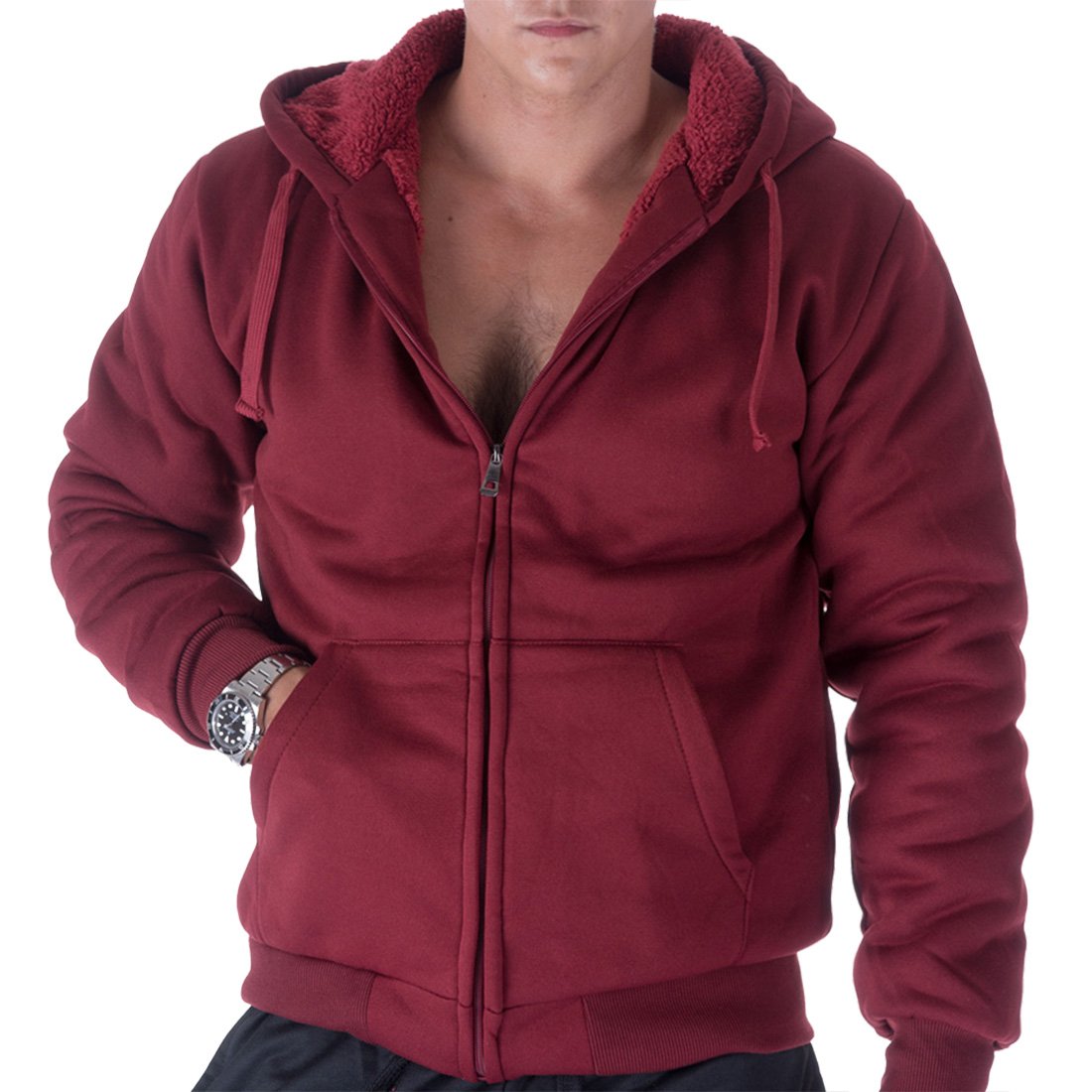 Gary Com Heavyweight Sherpa Hoodies for Men, Thick Fleece Lined Full Zip Up Winter Warm Sweatshirts Work Jackets