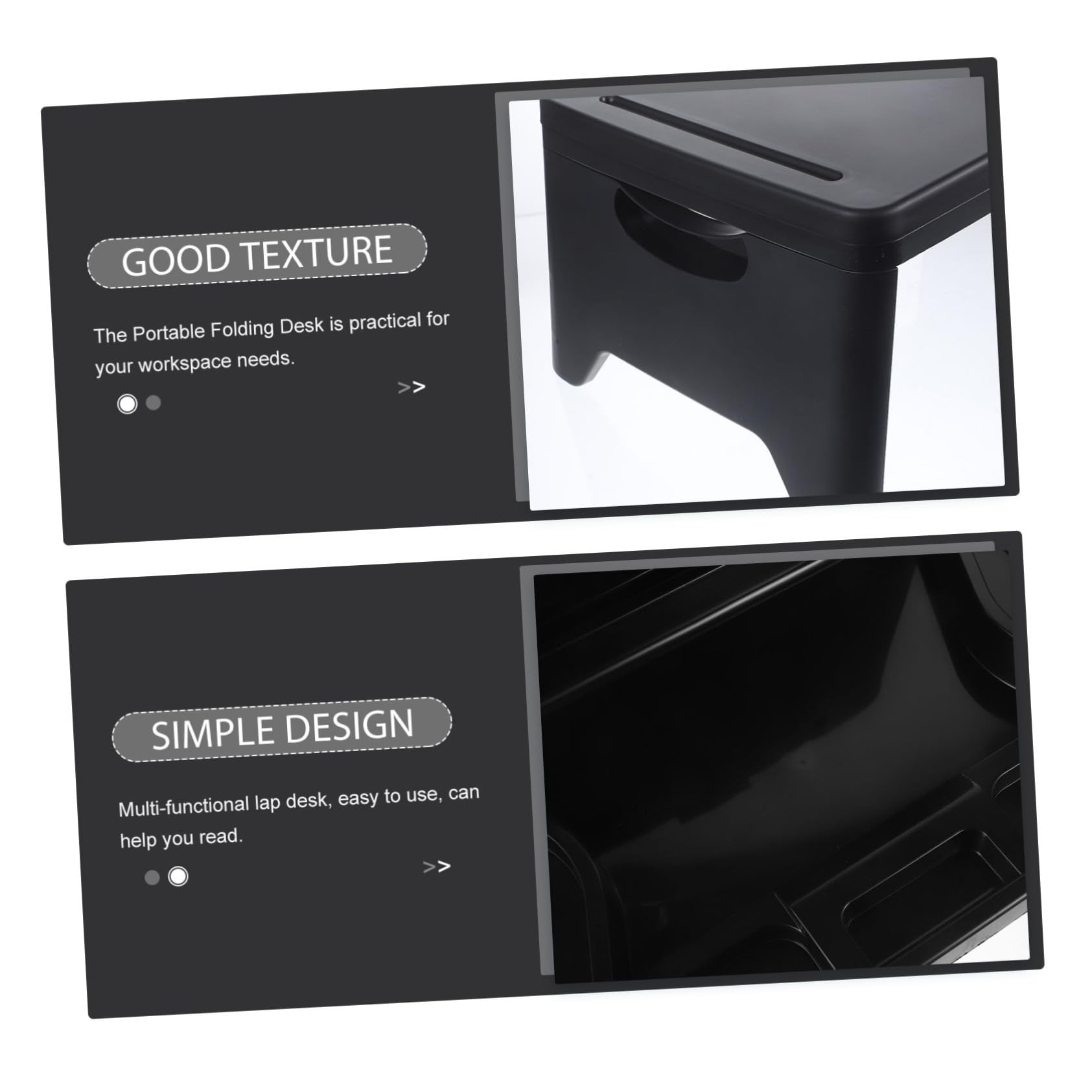 HAPINARY Folding Table Office Desk Stand Adjustable Desk Lap with Drawers Bed Table Monitor Desktop Bookshelf Tablet Holder Bed Plastic Black