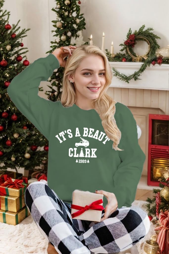 Christmas Sweatshirts for Women It's A Beaut Clark Sweatshirts Xmas Holiday Crewneck Long Sleeve Pullover - Image 3