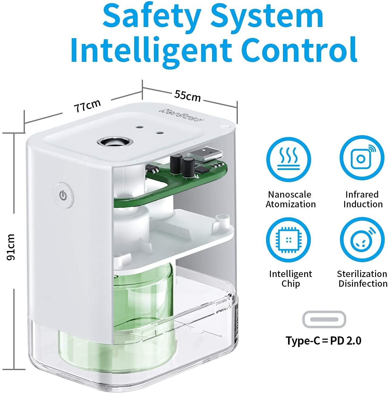 Touchless Automatic Alcohol Hand Sanitizer Dispenser,Infrared Induction Stand Al
