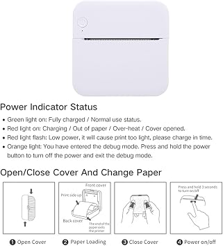 Mini Sticker Printer, 200DPI Portable Bluetooth Thermal Sticker Maker with 1 Roll Paper, Pocket Inkless Printer for Notes, Photos, Receipts, Journal, Flashcards, DIY Memo
