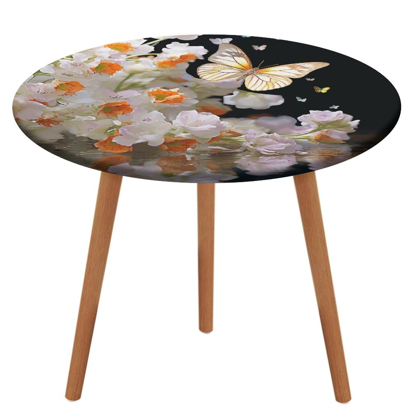 Nappe ronde imprimé fleurs et papillons pour cadeau de pendaison de crémaillère
