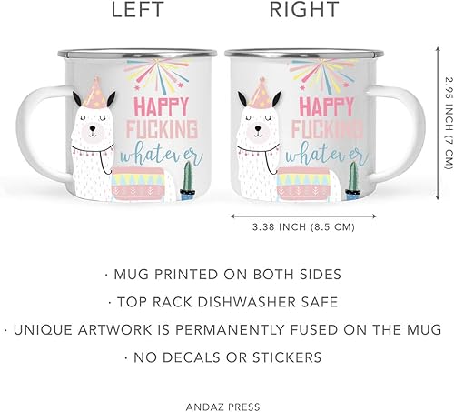 Vista 121 de Andaz Press Taza de café de acero inoxidable con temática de alpaca de llama de 11 onzas, regalo de broma, colorido bohemio con gráficos de llama