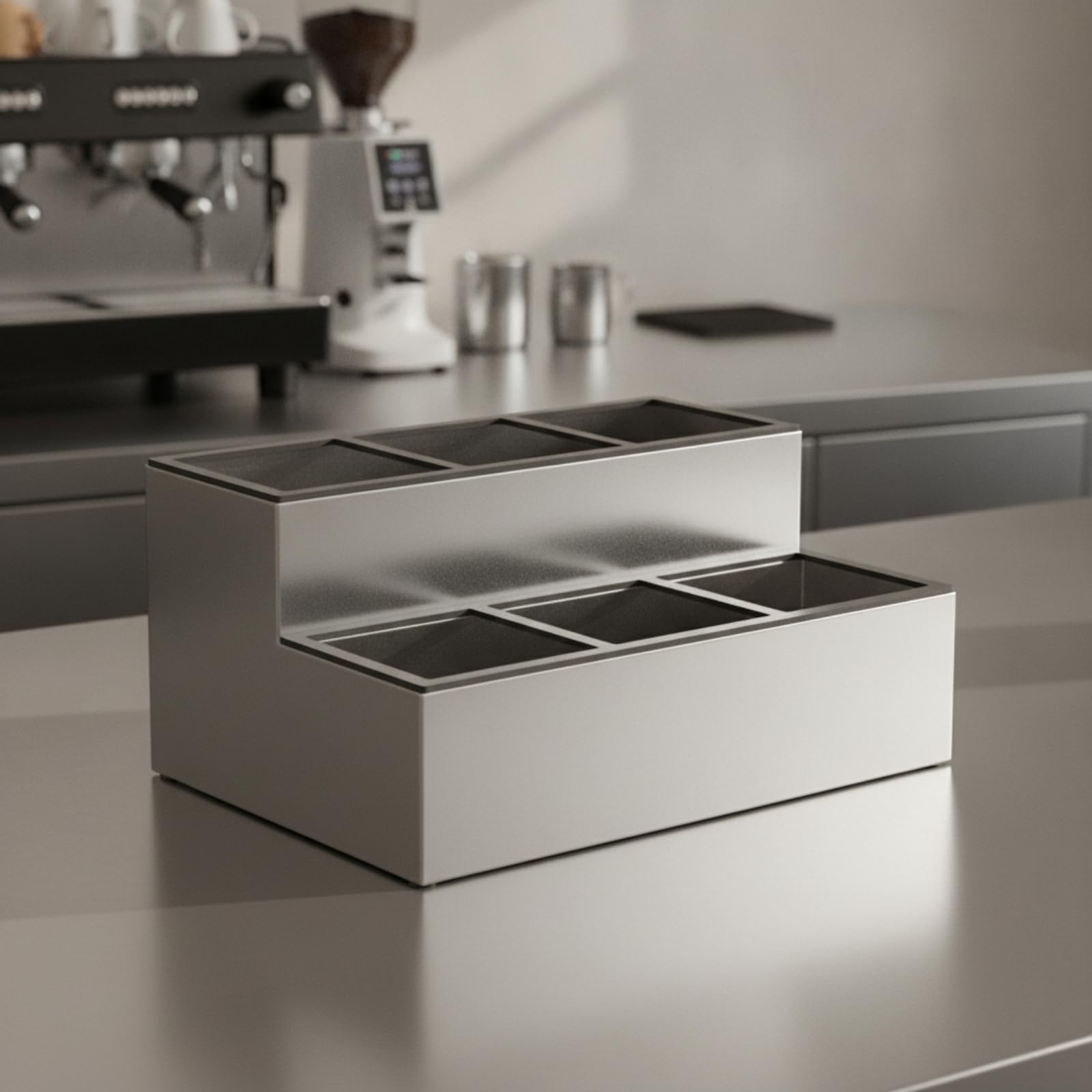 Estante Acero Inoxidable Escalonado | Estante Dos Niveles, Elegante, para Cafeterías, bartenrs