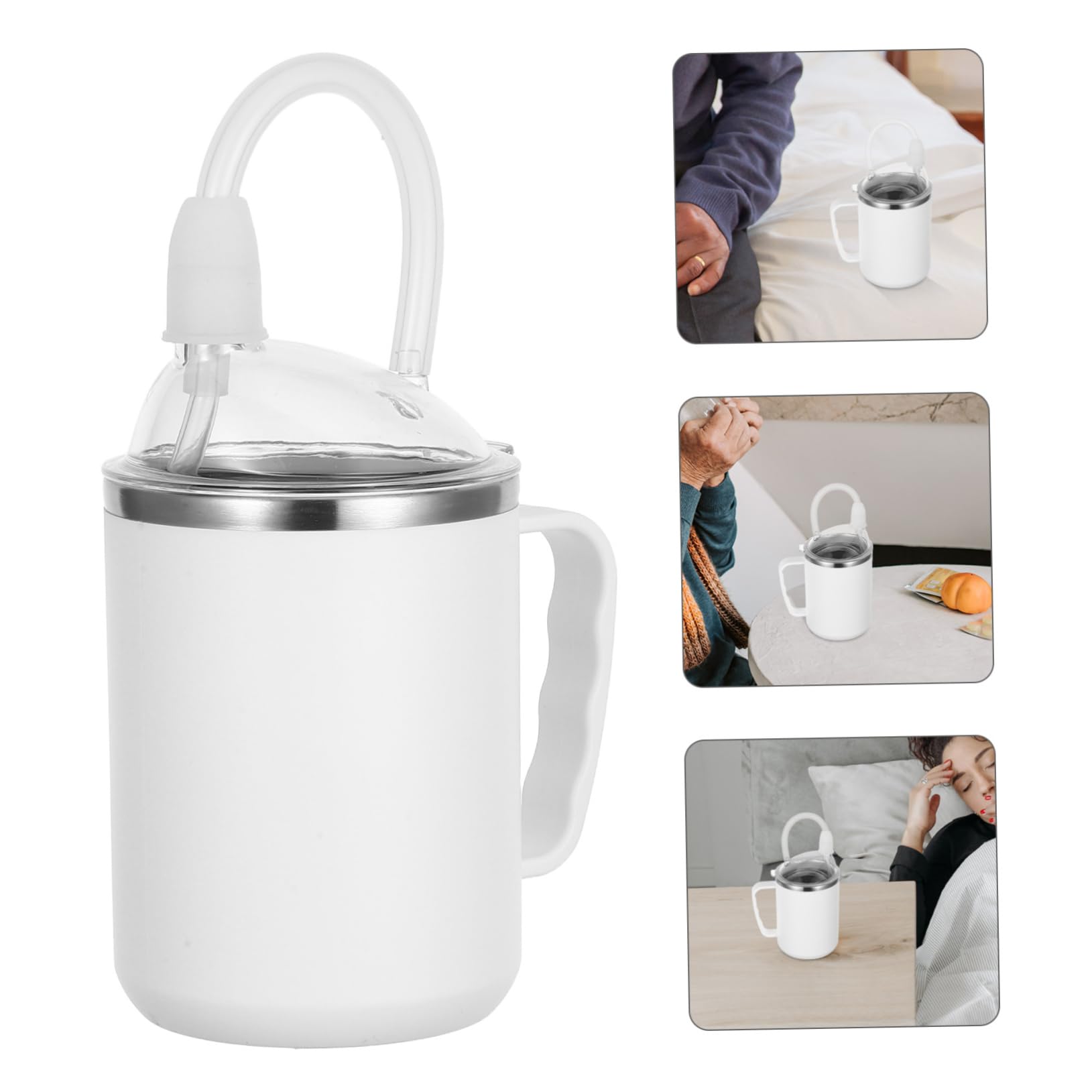 Bicchiere Antigoccia per Alimentazione Liquida 500 Ml con Manico Facile da Impugnare per Anziani e Pazienti in Casa e Ospedale