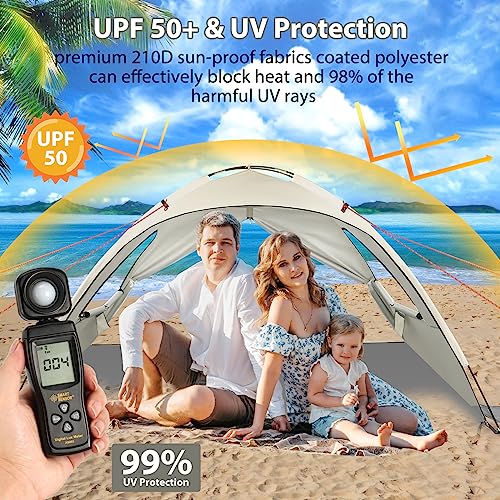 Tente de plage XXL pour 3-4 personnes avec protection UV 50+, idéale pour la plage et