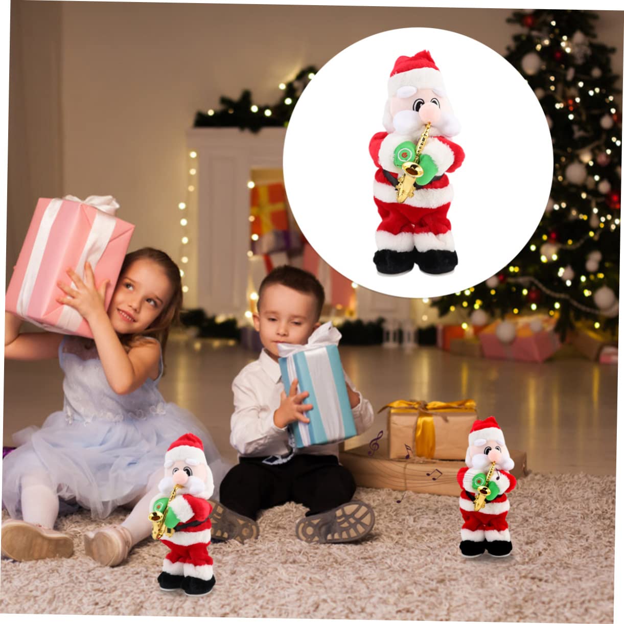 BESPORTBLE Juguete de Papá Noel Musical Saxofón Adorno Navideño para Fiesta de Navidad Muñeco Navideño de Papá Noel