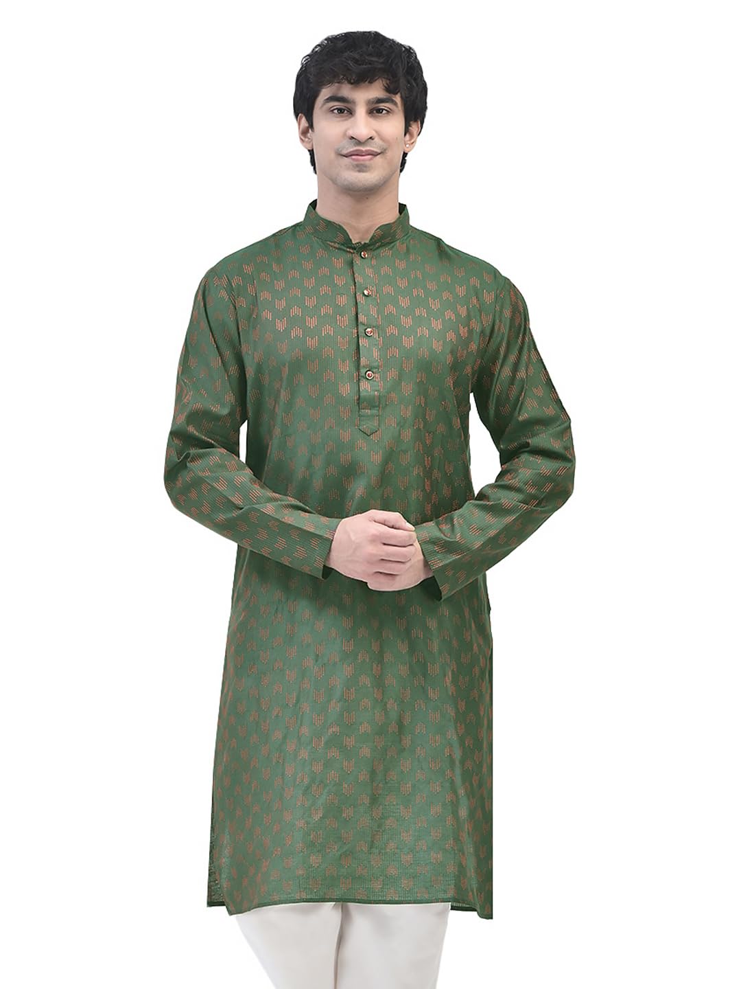 SG LEMAN Knee Length Stylish Kurta for Men | Embroidered Cotton Blend |Ethnic Wear for Men | Party and Weeding wear Kurta