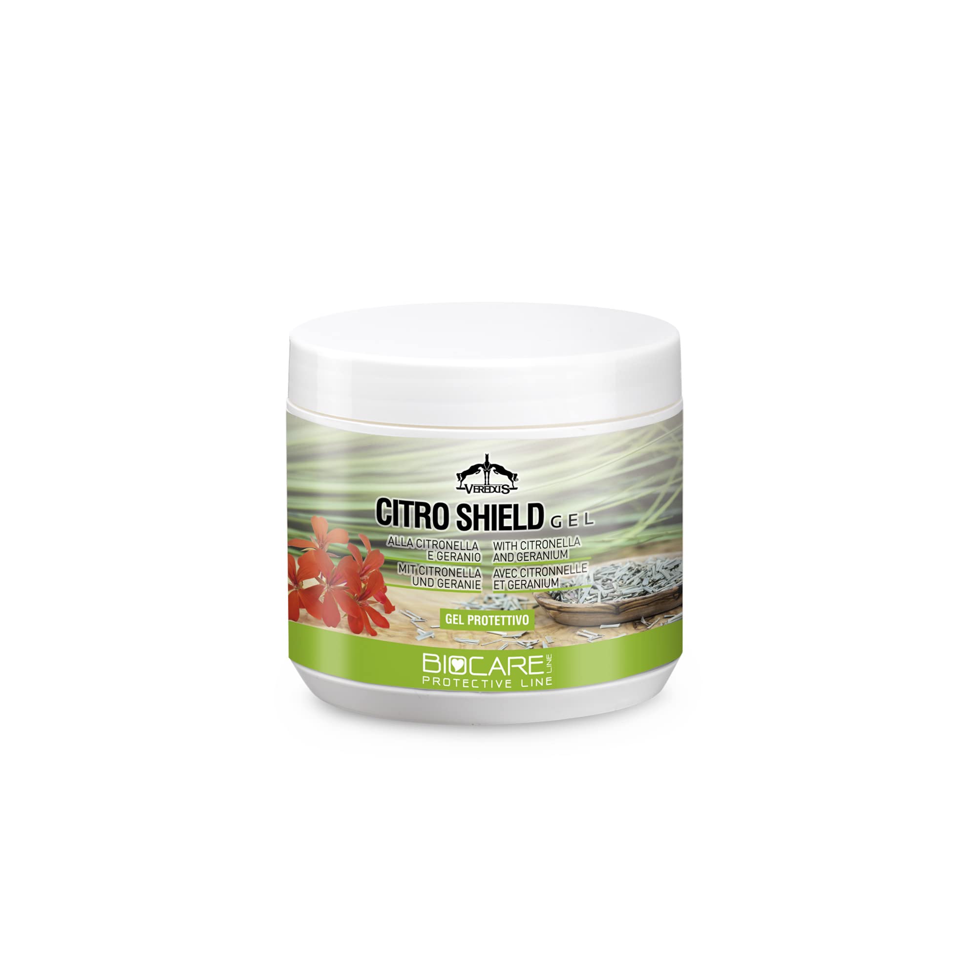 Veredus, Gel Citro Shield Gel con acción protectora de citronela y geranio, diseñado para zonas sensibles y delicadas del caballo - 1 bote de 500 ml