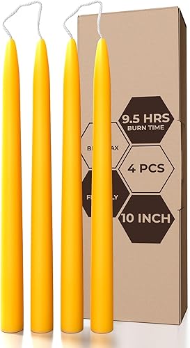 Miniatura 24 de CANDWAX Velas de pilar de cera de abeja pura de 1.8 x 4 pulgadas, juego de 3 a 34.5 horas de combustión, velas amarillas hechas a mano, velas