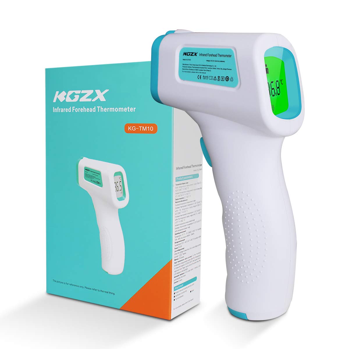 INSTAGOBO Non-Contact Digital Infrared Thermometer Gun with LCD Screen for Adult and Baby Forehead, Ear and Body Temperature with Fever Alarm and Memory Function