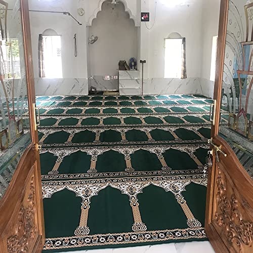 Image of Sifa Carpet Hand Washable Zanamaz Prayer Carpet for Masjid(Mosque) - 4x40 Feet Green Color