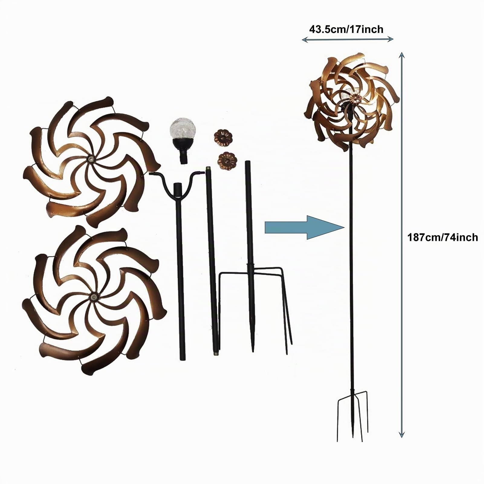 Moulins à Vent Double Couche,énergie Solaire eolienne de Jardin,Éolienne À Vent en Métal,Sculptures et Mobiles à Vent,Décoration pour l'extérieur, Le Jardin, Le Patio