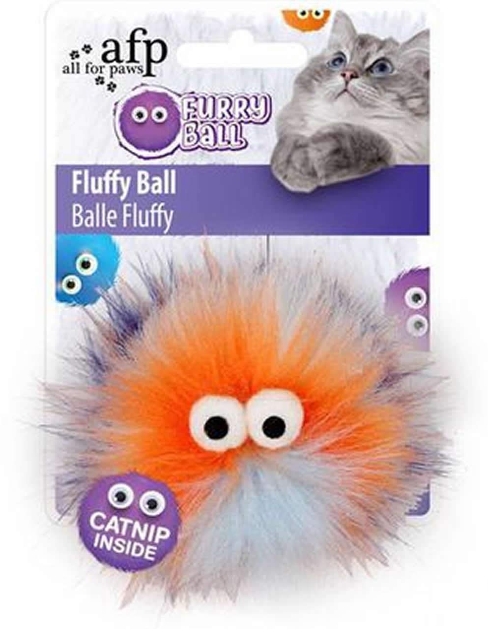 Buy All For Paws Furry Ball Fluffy Ball Catnip Toy, Orange, 1 kg Online
