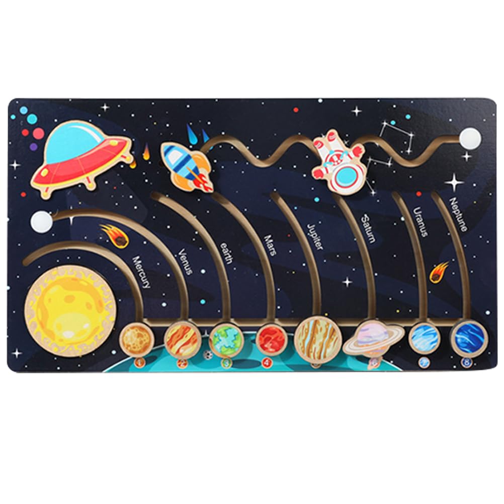 Toyvian Puzzle Solare in Legno per Bambini Pianeti, Giocattolo Stem per Sviluppo Cognitivo e Motorio, Regalo di Compleanno Educativo