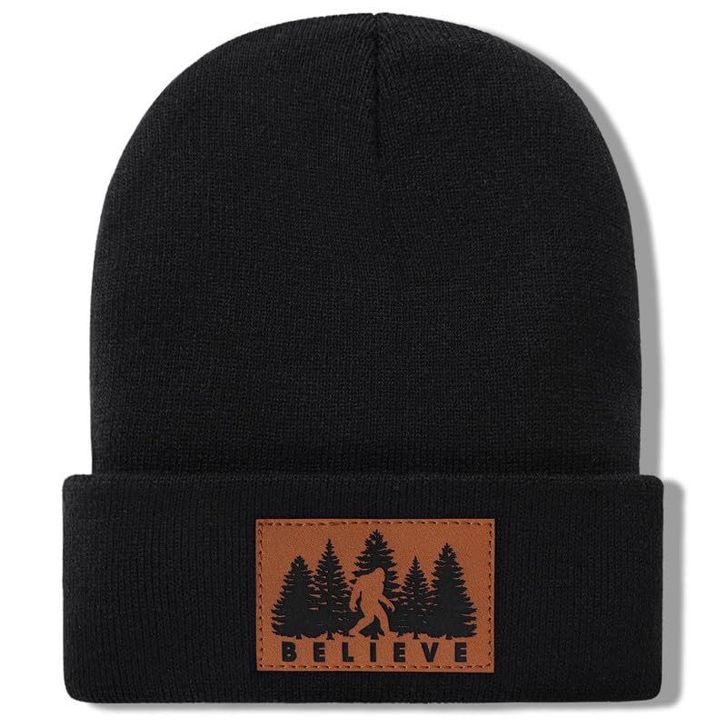 Image of Bigfoot Beanie for Men - Sasquatch Hat Winter Knit Cuffed Beanie for Women - Bigfoot Gifts for Christmas & New Year