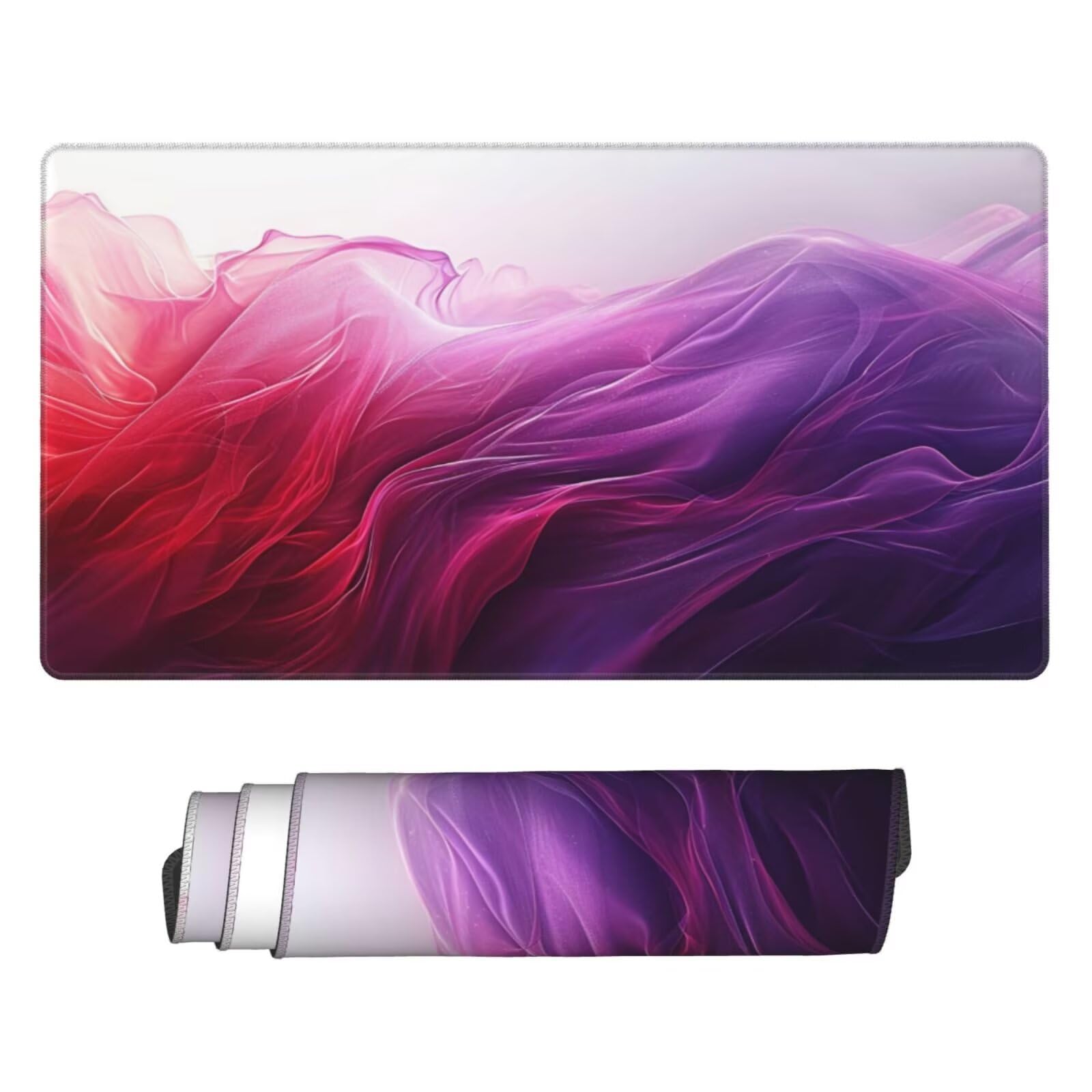 Alfombrilla de Ratón Gaming Grande XXL 1400x600x4mm con Bordes Cosidos, Tela de Micro Tejido, Base Goma Antideslizante y Mouse Pad, para Teclado Jugadores Escritorio, PC, Oficina Lineas Moradas Y6862