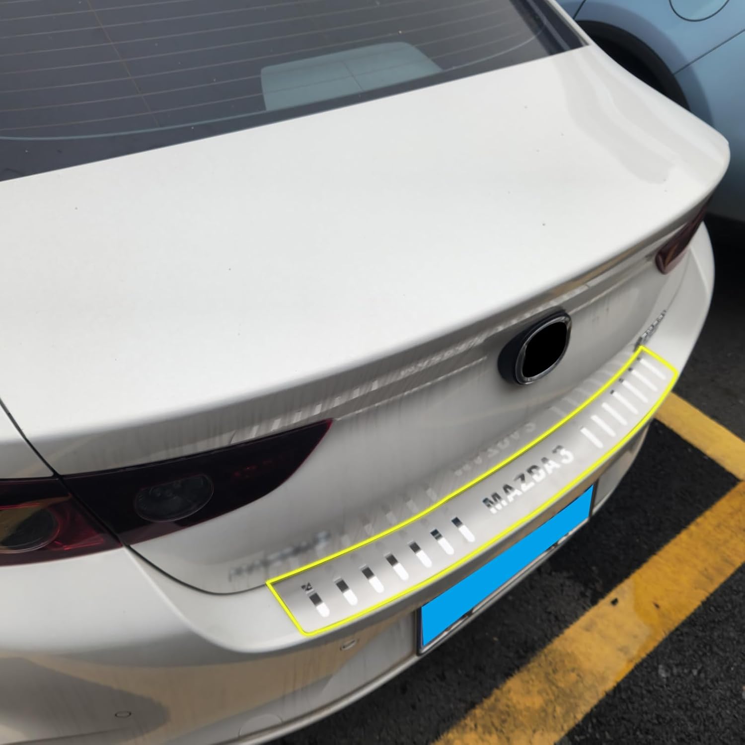 Car Stainless Steel Rear Bumper Protector, for Mazda 3 Sedan 2020-2023 Accessories, Auto Parts Tailgate Back Trunk Door Sill Cover Scuff Plate Strip Guard Protection(Not for Hatchback Models)