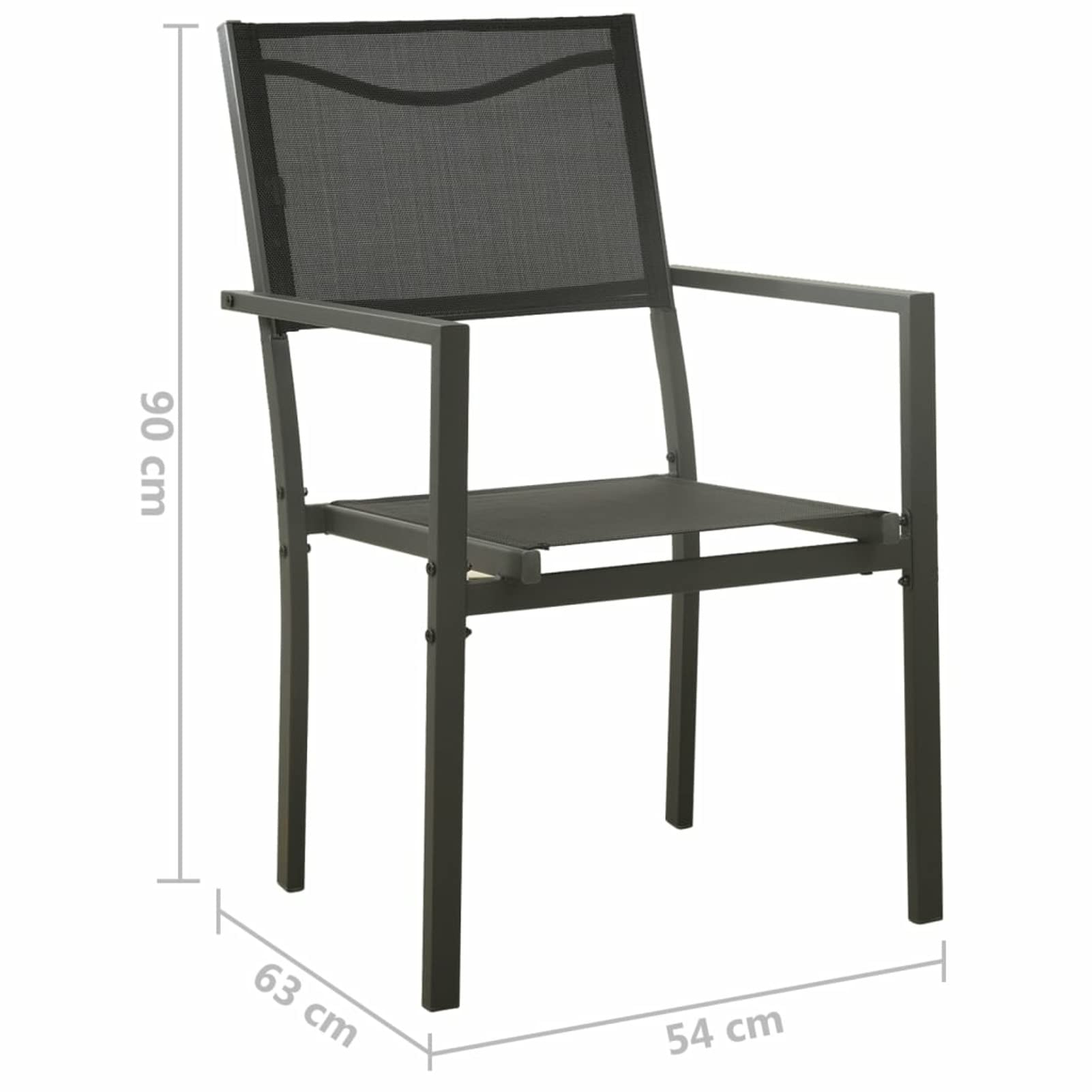 Gartenstühle 2 STK. Textilene und Stahl Schwarz und Anthrazit Campingstuhl Garten StüHle TerrassenstüHle Garden Chair BalkonmöBel Kleiner Balkon