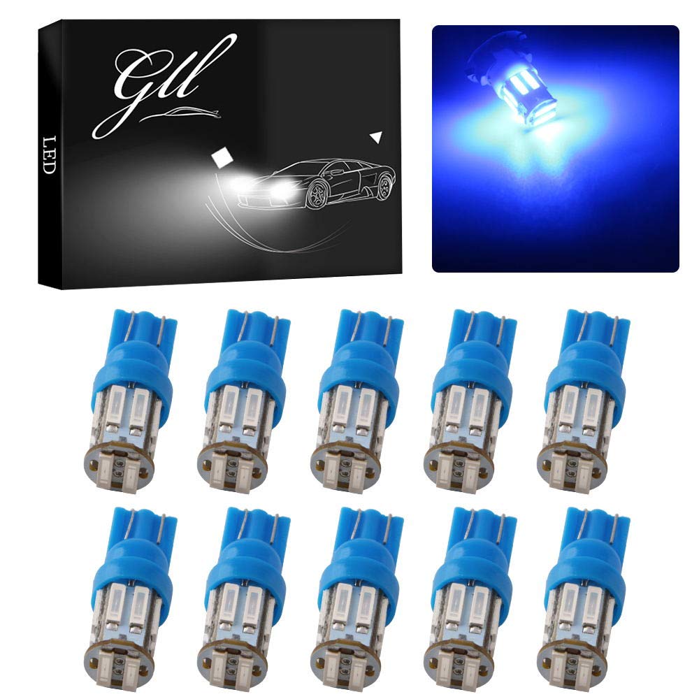 350 Lumens Blue T10 194 168 921 W5W 7014 10-SMD LED Interior Lights Bulb Car Replacement Lights Truck License Plate Front Rear Sidemarker Light Dome Map LED Bulbs 12V DC 10-Pack