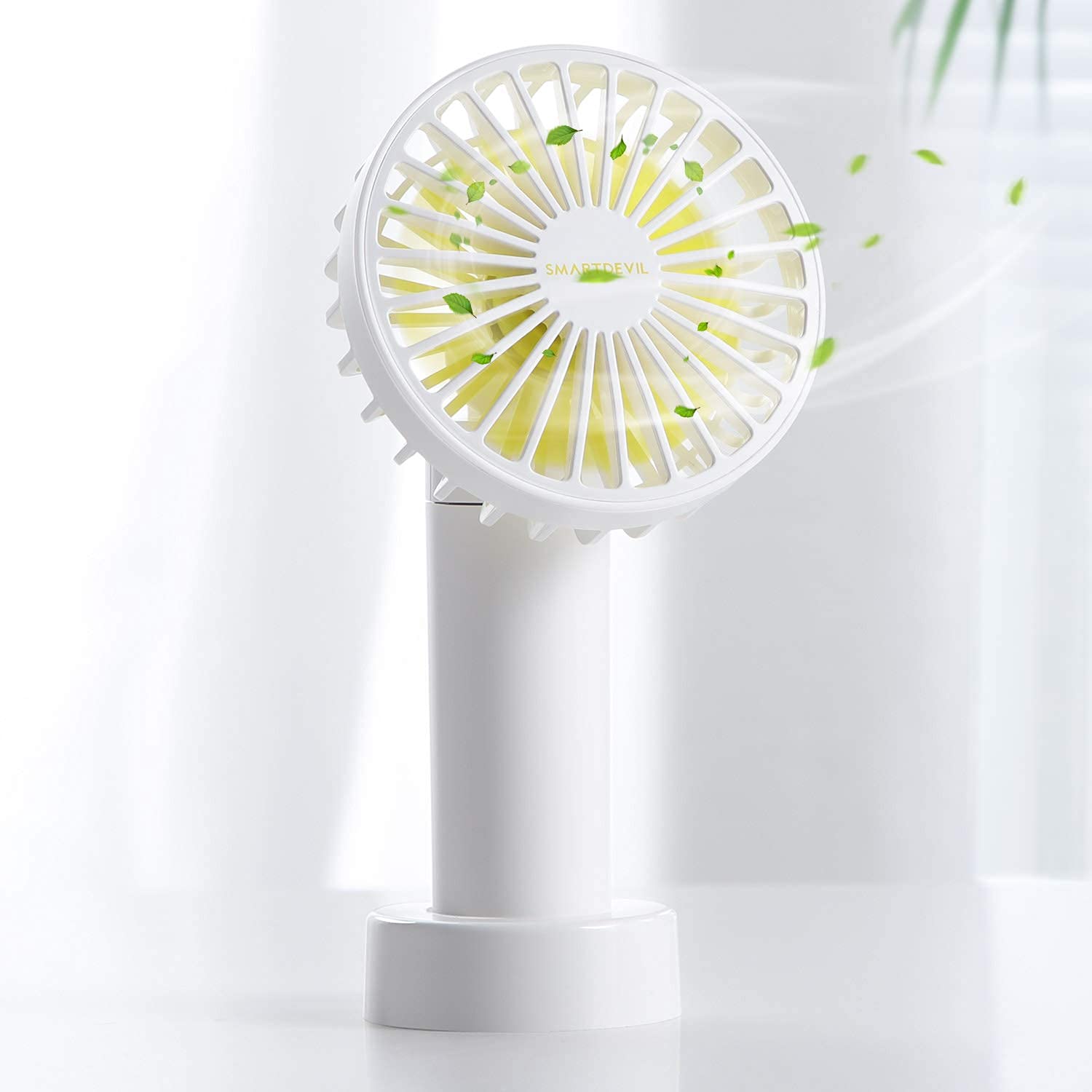 SMARTDEVIL Mini Handheld Fan, Retractable Handheld Fan, Mini 2-in-1 Multi-Function Fan, 1200mAh Rechargeable Battery, 3-Speed Adjustable, Portable Mini Fan for Outdoor, Travel, Home(White)