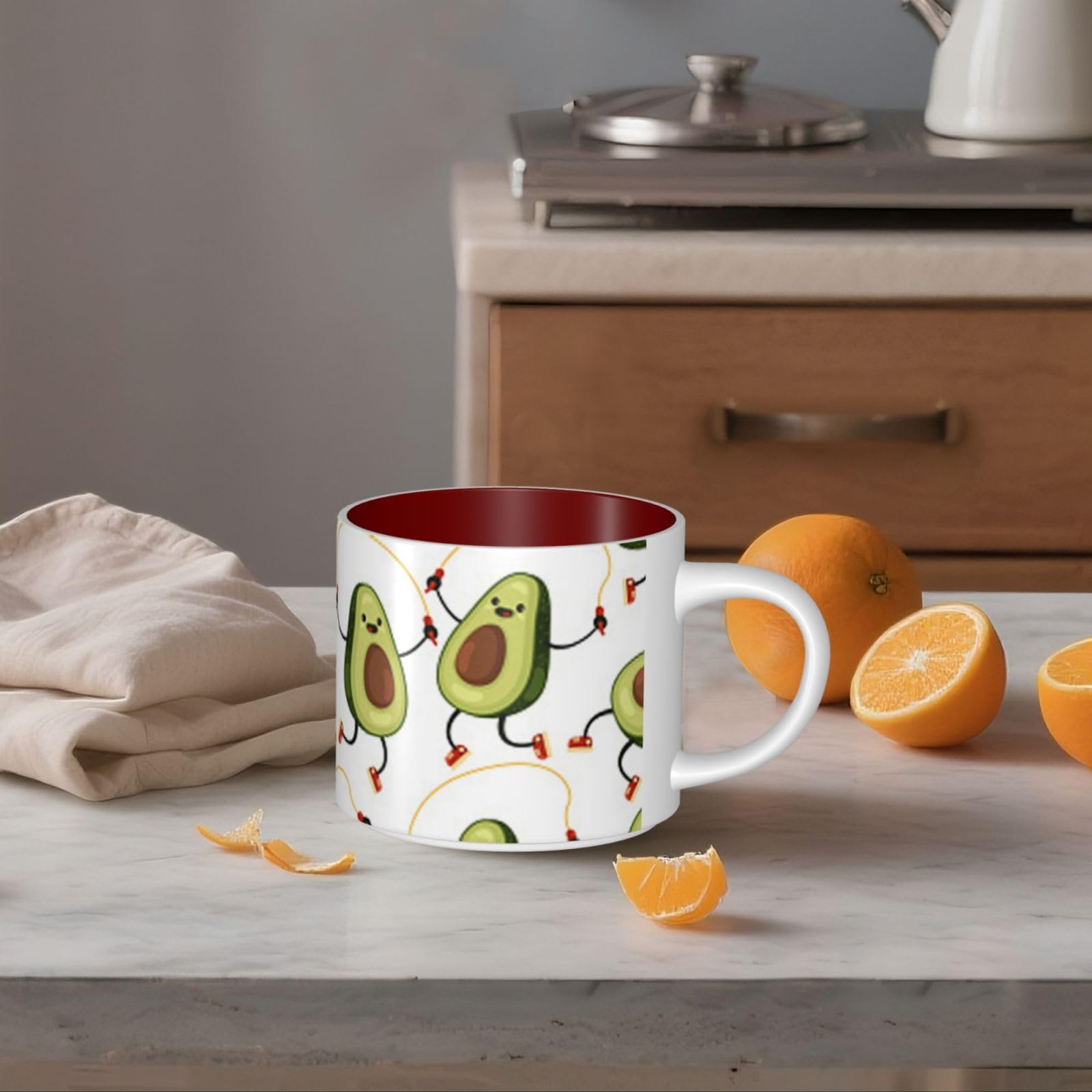 Śmieszne kreskówkowe awokado drukowane kubki ceramiczne o dużej pojemności kubek do kawy