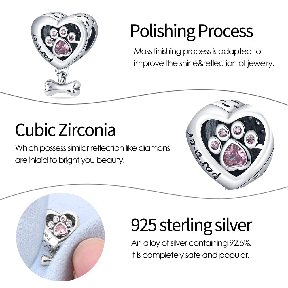 KUNSIR Charms Abalorios Colgante para mujer, plata de ley 925, compatible con pulseras y collares Pandora, compatible con pulseras europeas para mujeres y niñas