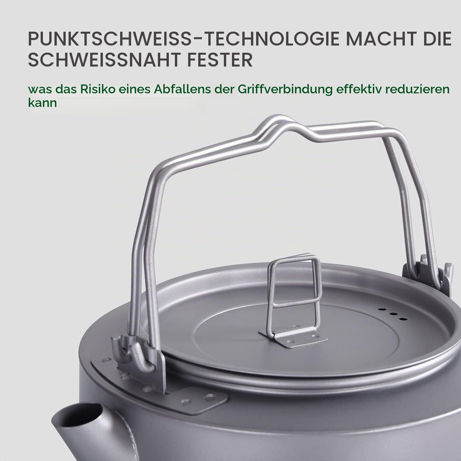 Boundless Voyage 1L Camping Titan Wasserkocher mit Klappgriff Filter Große Kapazität Topf Kochen Outdoor Kochset Töpfe Ti3098D