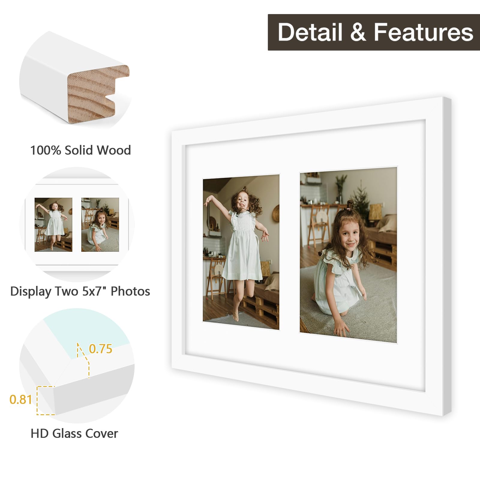 Amazon.com - Golden State Art 11x14 White Wood Frame - for Two 5x7
