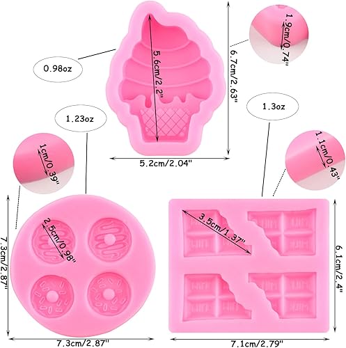 Miniatura 3 de Mujiang Molde de silicona para donas de helado, moldes de chocolate con leche, para decoración de tartas de chocolate, caramelo, arcilla, juego de 3