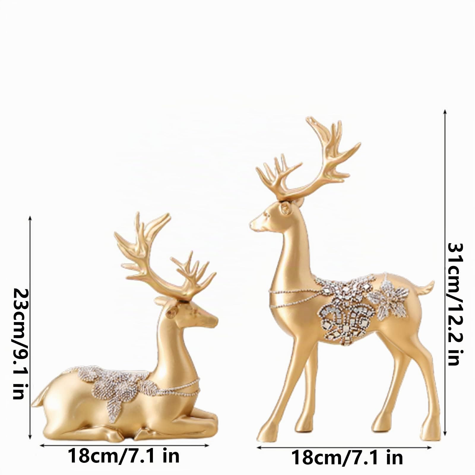 Decorazioni per Renne Natalizie Set di 2 Statuette di Cervi di Natale, Renne in Piedi E Sedute Decorazione di Cervi Natalizi per Interni, Decorazioni Natalizie E Natalizie per La Casa