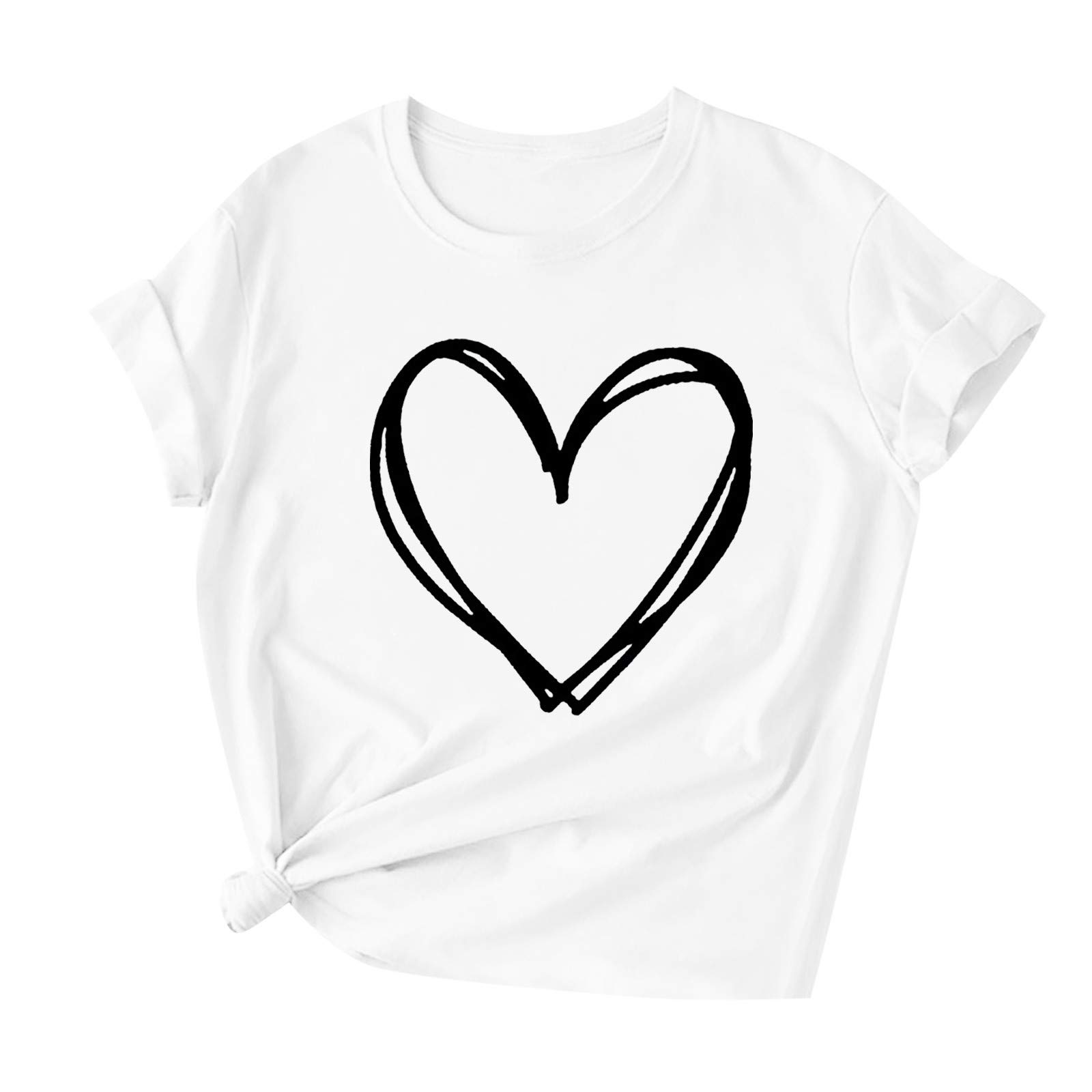 NUSGEAR 2024 Camiseta de Manga Corta Mujer Moda impresión Amor Estampado Camisa Blusa Verano Suelto Cuello Redondo Tumblr Tops Casual Fiesta T-Shirt Original Basic tee Talla Grande Camisetas
