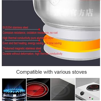 Stock Pot/Steamer, Household 2-Layer 304 Stainless Steel Soup Pot, Used for Gas Stove/Induction Cooker,30cm,30cm(30cm)