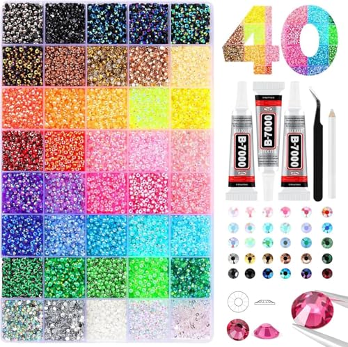 32000Pcs Resin Jelly Rhinestones for Bedazzling Multicolor 3mm Flatback Gems for Diamond Art Bedazzler Kit with 3Pcs 10ml B7000 Jewelry Glue for Nail Art Crafting Book Makeup (3mm 32000PCS)