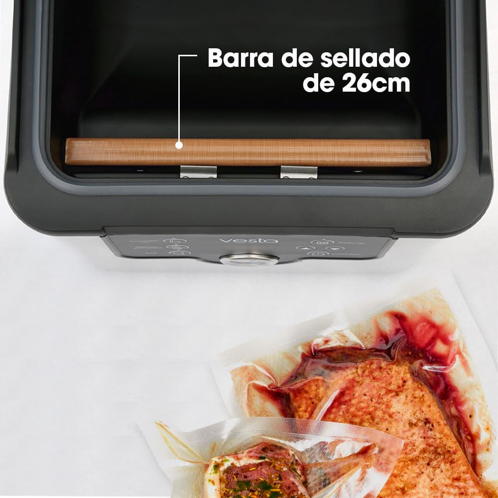 Vesta Precision Envasadora Profesional de Campana para Uso Intensivo y Envasado de Líquidos con 26cm Barra de Sellado, Bomba de Aceite 8 m³/h
