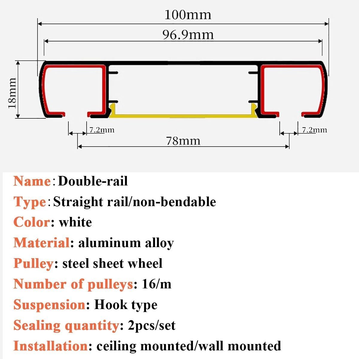 Système de tringle à rideau double robuste – Rail de séparation de pièce monté au plafond pour camping-car, salon, chambre d'hôpital avec matériel de connexion