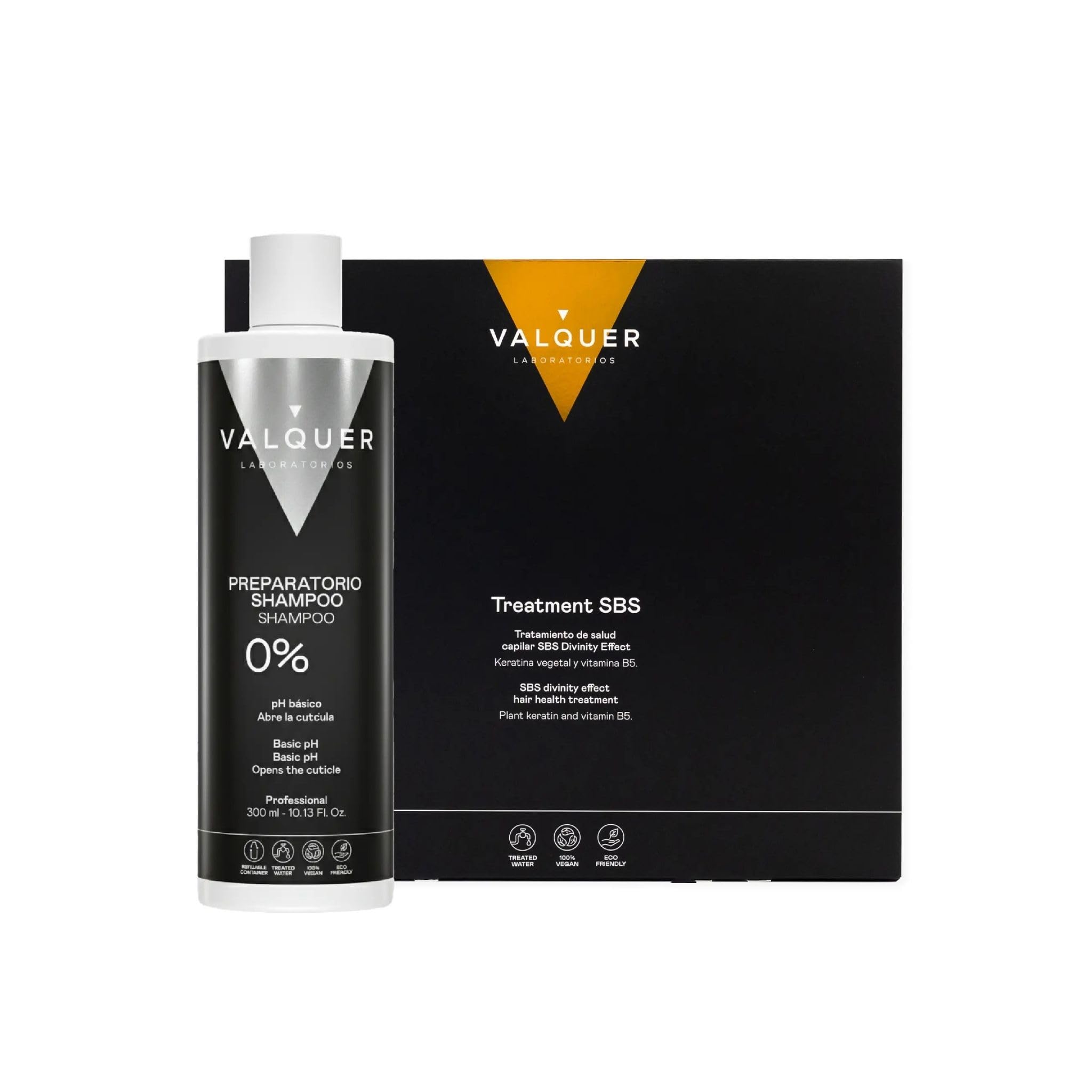 Valquer Pack Tratamiento de Salud Capilar SBS y Champú Preparador 300 ml. Hidrata, Repara y Regenera el Cabello Dañado y Seco con Keratina Vegetal, Germen de Trigo y Vitamina B5. Vegano.