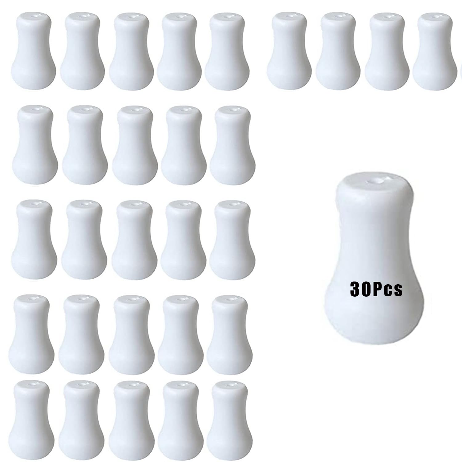 Zisqerts White Plastic Blind Pull Cord Knobs for Roman Shades - Water Drop Tassel, Venetian Blinds Rope Knobs Tassel Window Blind Cord Knobs Hardware Curtain Blind Cord End for Blinds (30Pcs)