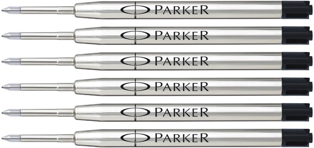Parker Ball Point Pen Refills, Fine Point, Black Ink, 6/Pack (S0406280)